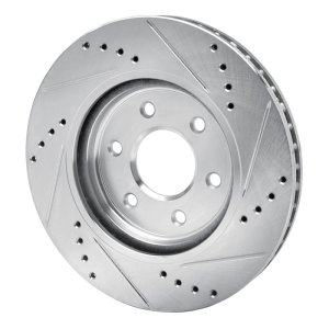 Nissan Frontier Brake Rotor (1) - Front Left - R1 Concepts - Drilled & Slotted - Silver - `05-`25